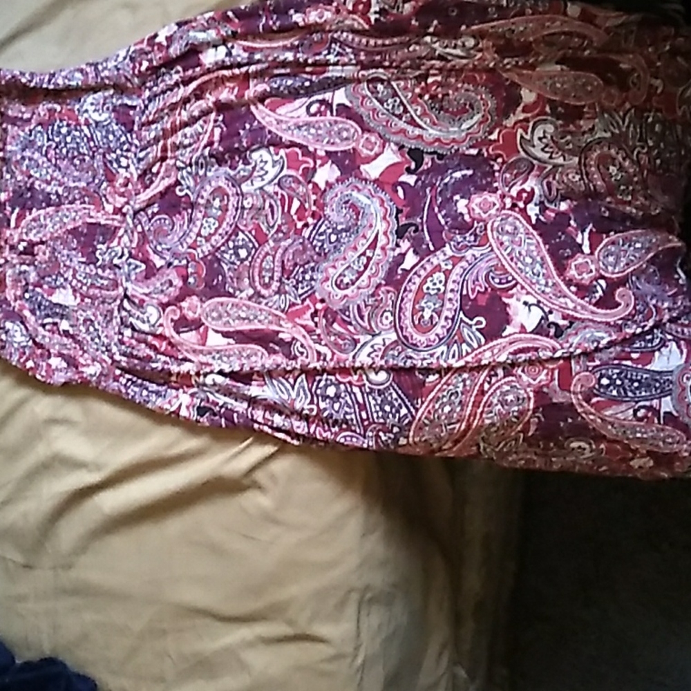 Strapless paisley midi dress